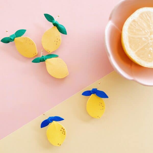 Broches citrons en cuir