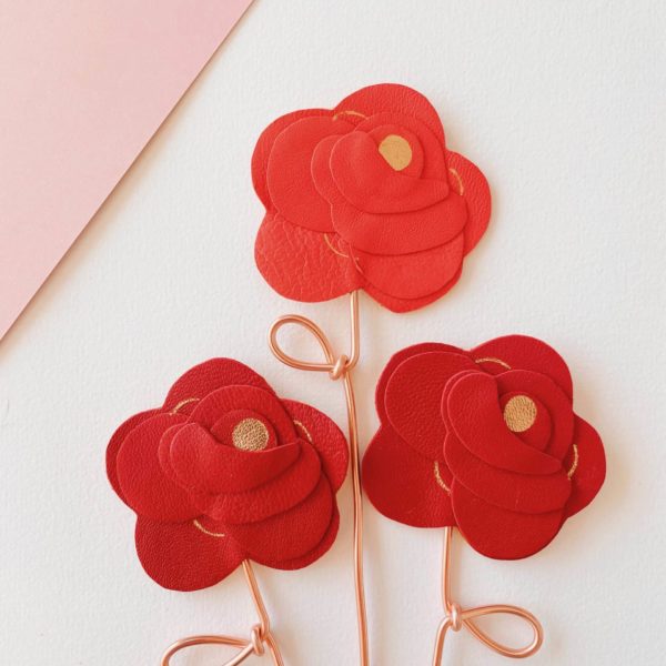 Rose française durable en cuir