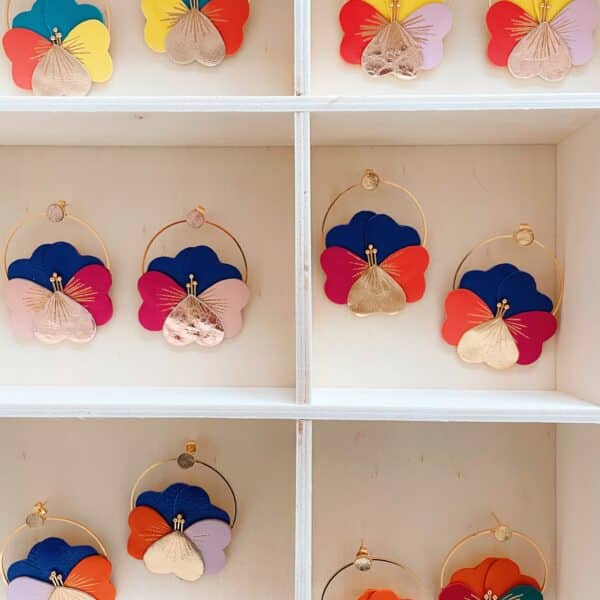 Boucles d'oreilles pensées, trésors d'atelier © du vent dans mes valises Modèles A B C D E F